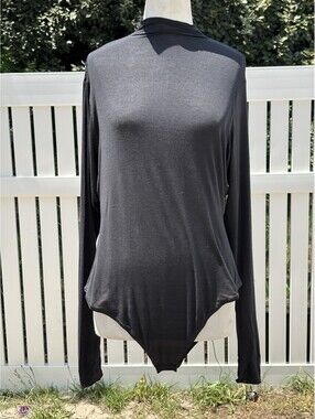 SKIMS Sheer Modal Long Sleeve Turtleneck Bodysuit Onyx Black 2X NWT